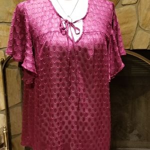 Torrid Semi-Sheer Magenta Blouse Size 1